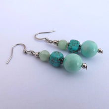 Load image into Gallery viewer, Turquoise Blue Stone Handmade Bead Earrings

