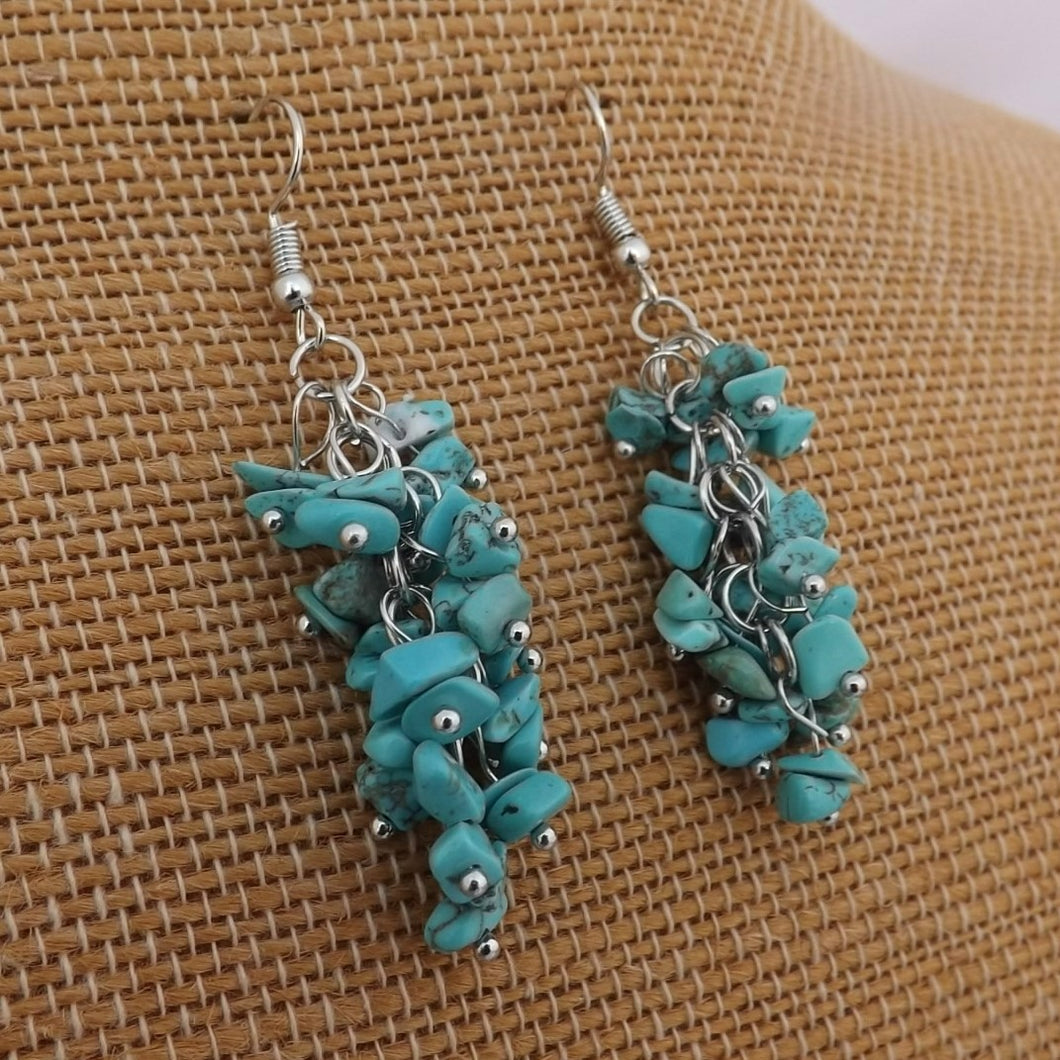 Turquoise Chip Drop Earrings