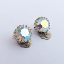 Load image into Gallery viewer, Vintage AB Lustre Crystal Clip on Earrings
