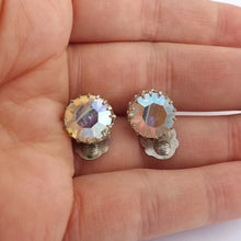 Load image into Gallery viewer, Vintage AB Lustre Crystal Clip on Earrings
