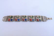 Load image into Gallery viewer, Vintage Dichroic Glass &amp; Metal Bracelet
