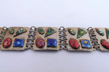 Load image into Gallery viewer, Vintage Dichroic Glass &amp; Metal Bracelet
