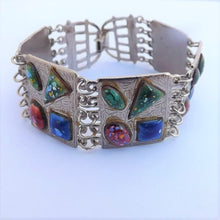 Load image into Gallery viewer, Vintage Dichroic Glass &amp; Metal Bracelet
