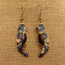 Load image into Gallery viewer, Vintage Enamel &amp; Gold Tone Parrot Earrings

