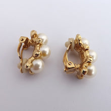 Load image into Gallery viewer, Vintage Gold &amp; Faux Pearl Clip on Earrings
