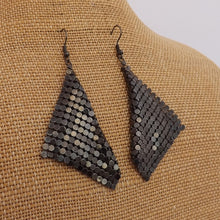Load image into Gallery viewer, Vintage Gunmetal  Grey Metal Mesh Glomesh Drop Earrings
