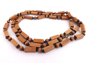 Vintage Long Wood Bead Necklace