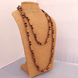 Vintage Long Wood Bead Necklace