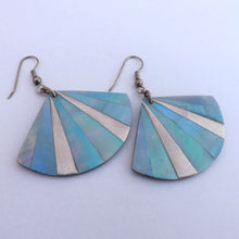 Load image into Gallery viewer, Vintage Mother of Pearl Blue &amp; Silver Drop Earrings
