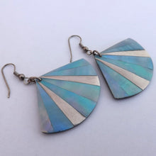 Load image into Gallery viewer, Vintage Mother of Pearl Blue &amp; Silver Drop Earrings
