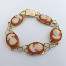 Load image into Gallery viewer, Vintage Orange, White &amp; Gold Cameo Bracelet
