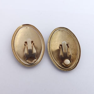 Vintage Teal, Pink & Blue Vintage Enamel Clip on Earrings
