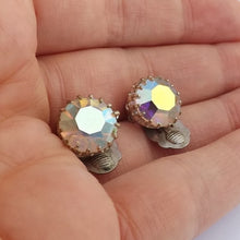 Load image into Gallery viewer, Vintage AB Lustre Crystal Clip on Earrings
