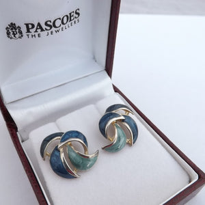 Vintage Blue and Silver Tone Clip on Earrings