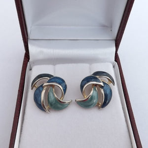 Vintage Blue and Silver Tone Clip on Earrings