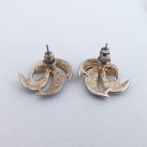Vintage Blue and Silver Tone Clip on Earrings