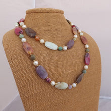 Load image into Gallery viewer, Vintage Faux Gemstone &amp; Pearl Bead Necklace
