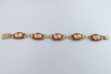 Load image into Gallery viewer, Vintage Orange, White &amp; Gold Cameo Bracelet
