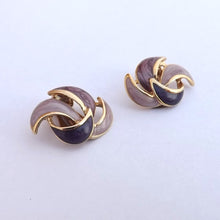 Load image into Gallery viewer, Vintage Purple and Gold Tone Clip on Earrings
