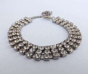 Vintage Silver Tone Rhinestone Bracelet