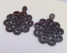 Load image into Gallery viewer, Warm Dark Grey Acrylic Drop Earrings
