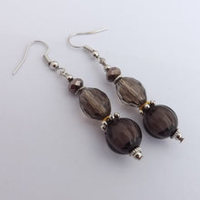 Load image into Gallery viewer, Warm Grey, Gold &amp; Silver Handmade Bead Earringsv
