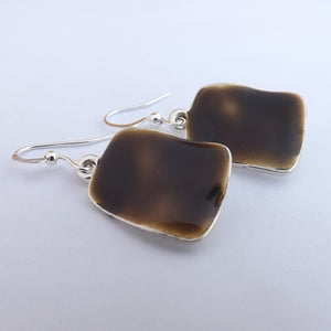 Warm Grey & Silver Tone Drop Earrings