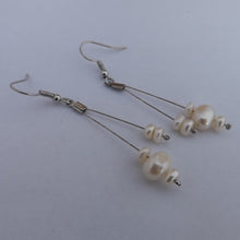 Load image into Gallery viewer, White Freshwater Pearl Bead Drop Earrings
