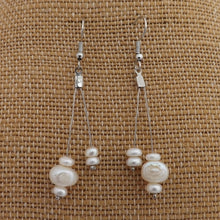 Load image into Gallery viewer, White Freshwater Pearl Bead Drop Earrings
