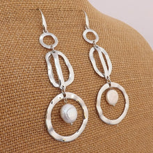 Load image into Gallery viewer, White Freshwater Pearl &amp; Silver Tone Chunky Drop Earrings
