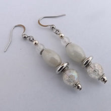 Load image into Gallery viewer, White &amp; Clear Handmade Bead Earrings
