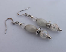 Load image into Gallery viewer, White &amp; Clear Handmade Bead Earrings
