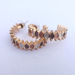 White, Copper, Grey & Gold Tone Hoop Earrings