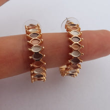 Load image into Gallery viewer, White, Copper, Grey &amp; Gold Tone Hoop Earrings
