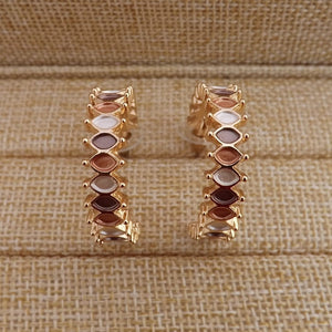 White, Copper, Grey & Gold Tone Hoop Earrings