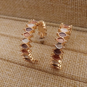 White, Copper, Grey & Gold Tone Hoop Earrings