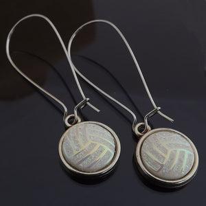 White & Gold Sparkle Earrings, Long Kidney Hooks