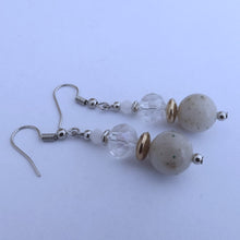 Load image into Gallery viewer, White &amp; Gold Handmade Bead Earrings
