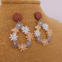 Load image into Gallery viewer, Clear Floral Drop Earrings with Wood Stud Setting (3 options))
