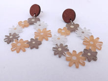 Load image into Gallery viewer, Clear Floral Drop Earrings with Wood Stud Setting (3 options))
