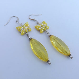 Yellow Butterfly Handmade Acrylic Bead Drop Earrings