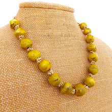 Load image into Gallery viewer, Yellow Ceramic Bead &amp; Gold Chain Vintage Necklace (Made in NZ)
