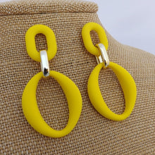 Load image into Gallery viewer, Colour &amp; Gold Tone Large Acrylic Earrings (Multiple colour options)
