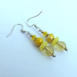 Yellow Handmade Bead Earrings
