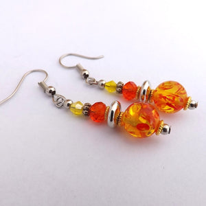 Yellow & Orange Faux Amber Bead Earrings