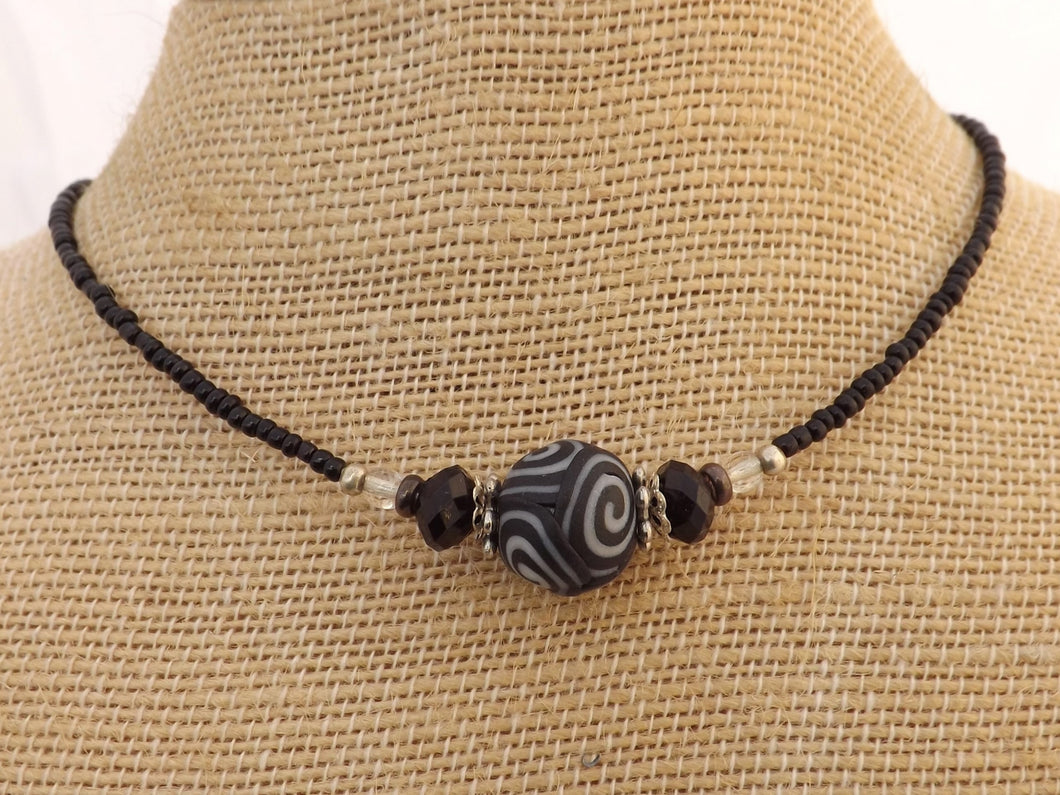 Black & Grey Kathryn Design Handmade Bead necklace