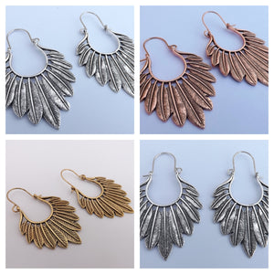 Feather Hoop Style Earrings (3 colour options)