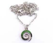 Load image into Gallery viewer, Dyed Paua &amp; Silver Tone Koru Pendant Necklace (multiple colour options)
