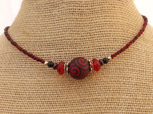 Red & Black Kathryn Design Handmade Bead necklace