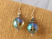 Load image into Gallery viewer, Multi Toned Round Crystal Cut Earrings on Sterling Silver Hooks
